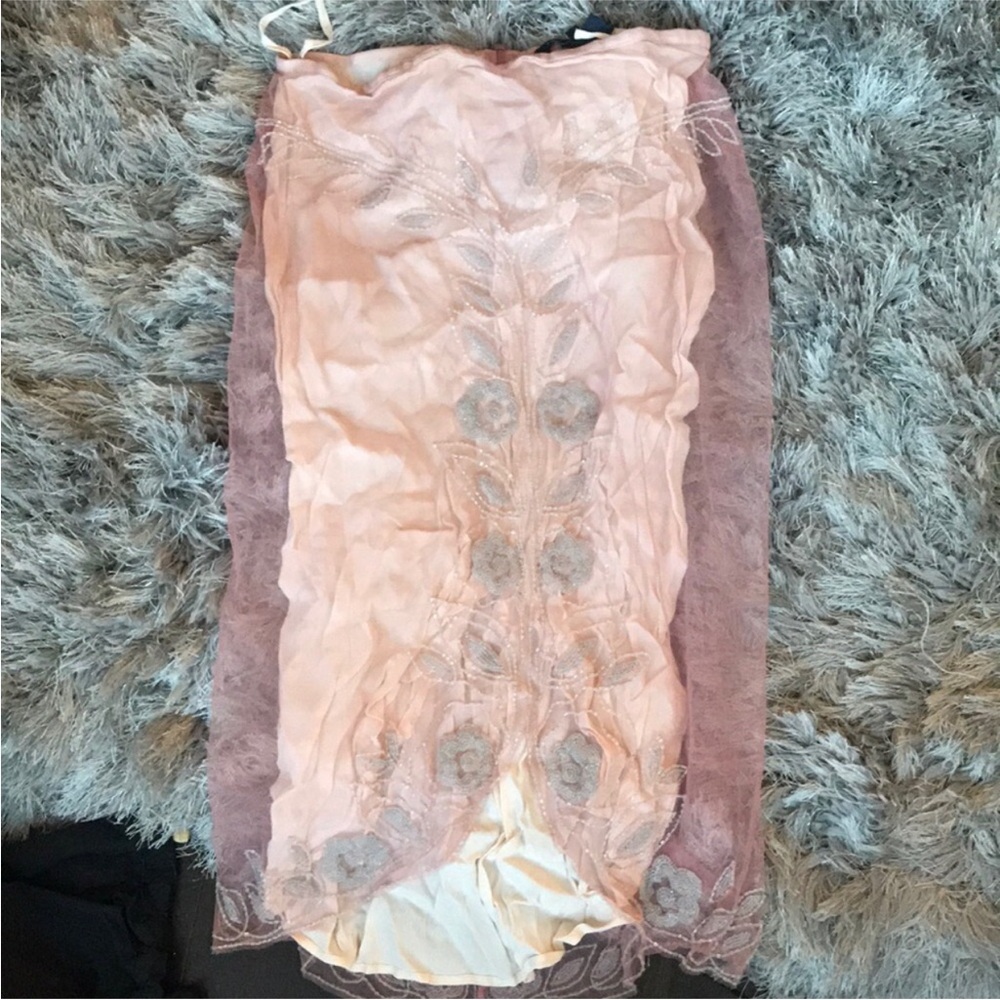 French connection lace pink beaded skirt 2